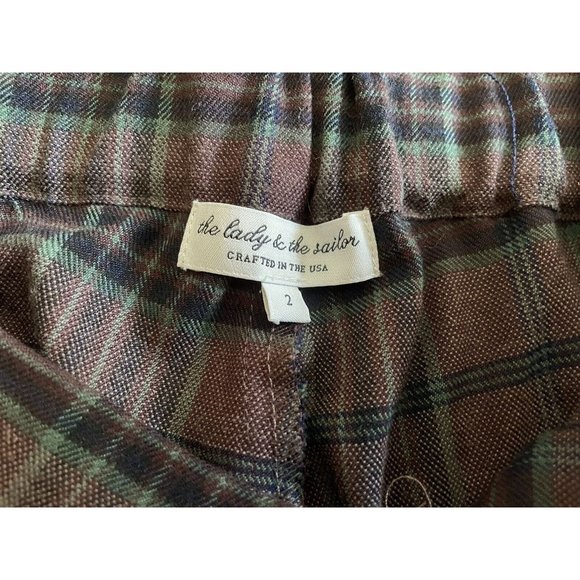 THE LADY & THE SAILOR Plaid‎ Straight Leg Pant in Brown Green Size 2 - Picture 3 of 6